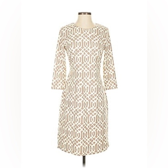 J. McLaughlin Sophia Shift Dress Geometric Catalina Cloth Preppy Trellis chain - Picture 1 of 13